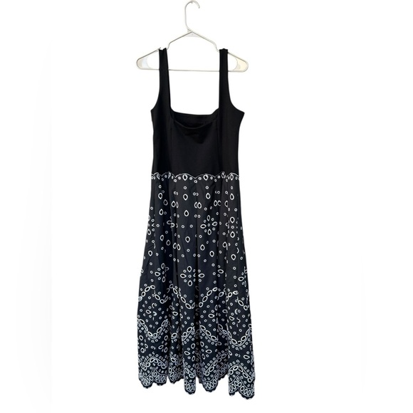 NWT Maeve Sleeveless Square-Neck Eyelet Midi Dress - Size Large - Black - Picture 12 of 14
